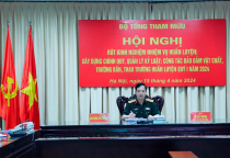 Tham gia Hội nghị  trực tuyến với Bộ tổng Tham mưu về  việc rút kinh nghiệm nhiệm vụ huấn luyện, xây dựng chính quy, quản lý kỷ luật; công tác bảo đảm vật chất, trường bắn, thao trường huấn luyện quý I năm 2024