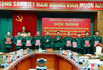 Công bố, trao Quyết định bổ nhiệm lại chức vụ, thăng quân hàm sĩ quan,  Cấp Đại tá, Thượng tá, nâng lương cấp Đại tá, Thượng tá Dịp kỷ niệm 80 năm Ngày thành lập QĐND Việt Nam 35 năm ngày hội Quốc phòng toàn dân