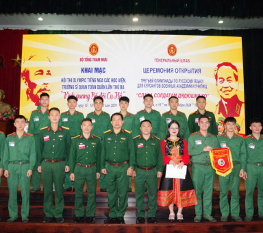 Trường Sĩ quan Tăng thiết giáp tham gia Hội thi Olympic tiếng Nga các học viện, trường sĩ quan toàn quân lần thứ ba, năm 2024.
