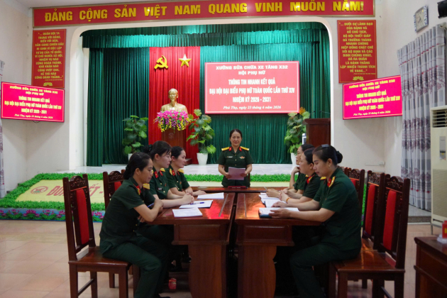 Hội phụ nữ xưởng sửa chữa xe tăng X32 tổ chức thông tin nhanh kết quả Đại hội đại biểu Phụ nữ toàn quốc lần thứ XIV, nhiệm kỳ 2026 - 2031