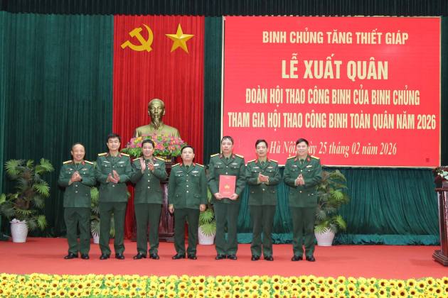 Binh chủng Tăng thiết giáp tổ chức Lễ xuất quân Đoàn hội thao tham gia Hội thao Công binh toàn quân năm 2026