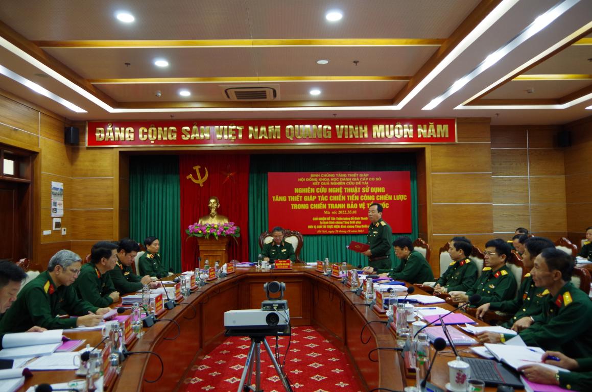 Đánh giá cấp cơ sở Đề tài Nghệ thuật Quân sự cấp Bộ Quốc phòng “Nghiên cứu nghệ thuật sử dụng Tăng thiết giáp tác chiến tiến công chiến lược trong chiến tranh bảo vệ Tổ quốc”