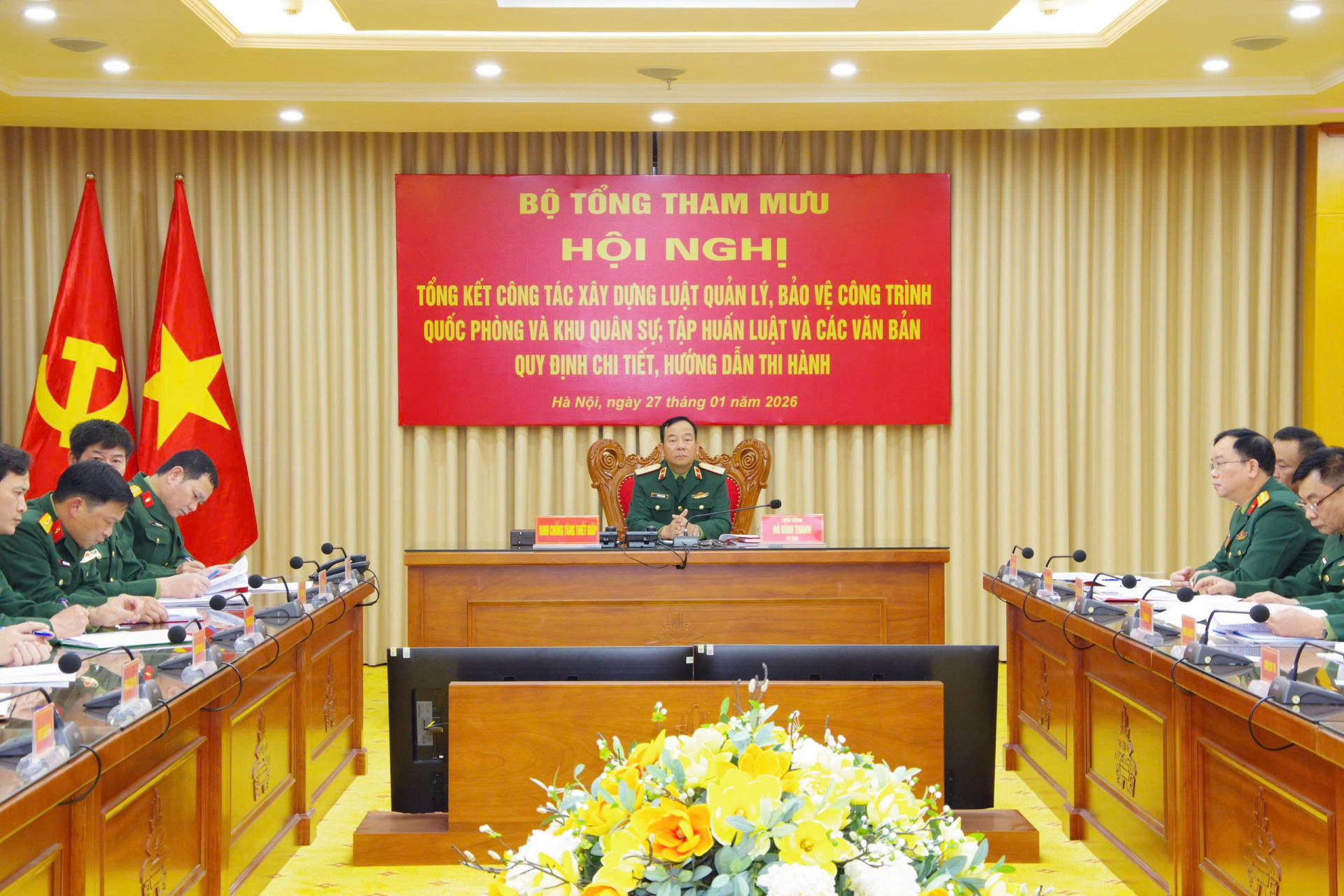 Tham gia Hội nghị trực tuyến Tổng kết công tác xây dựng Luật Quản lý, bảo vệ công trình quốc phòng và khu quân sự; tập huấn Luật và các văn bản quy định chi tiết, hướng dẫn thi hành